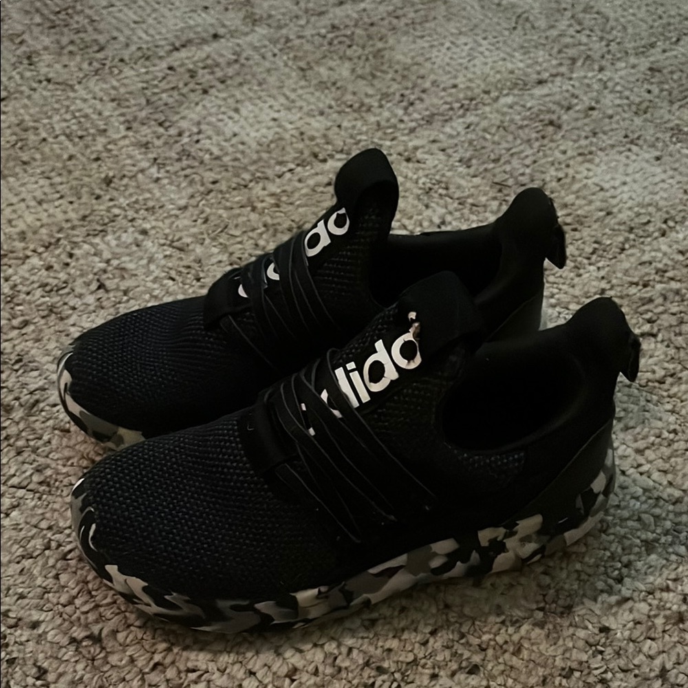 Adidas Black and Gray Sneakers with Knit Upper and Speckled Sole- good condition